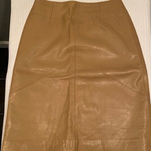 Midi Tan Leather Skirt